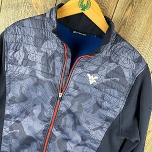 Cutter & Buck WVU Mountaineers Full Zip Jacket Blue Topo Camo Men Size Medium